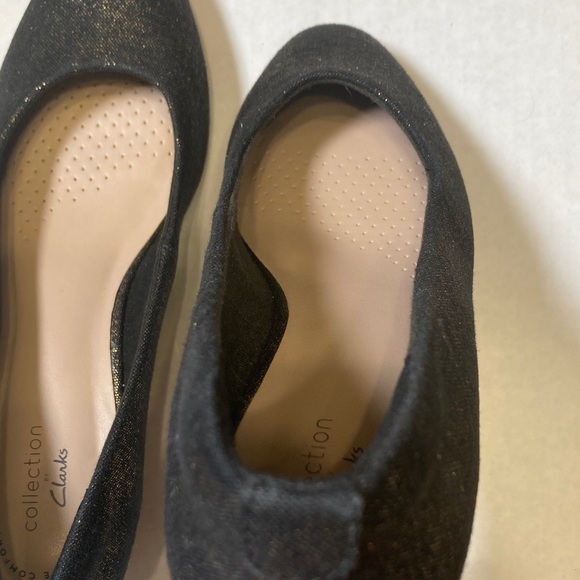 Clarks Mallory Luna Women's Wedge Heel Shoes Navy Gold Textile 26157539 Sz 8M - Picture 10 of 12